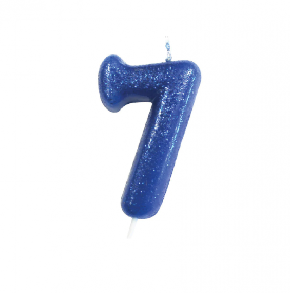 Blue glitter numbers candles - 7 - Seven | Sugar & Ice